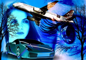 Airplane, luxury car, a girl desiring